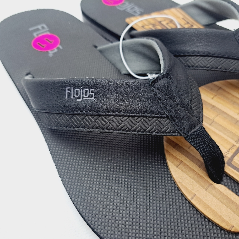 Flojos Men's Thong Sandals Flip Flops Black Size 11 - Picture 3 of 5